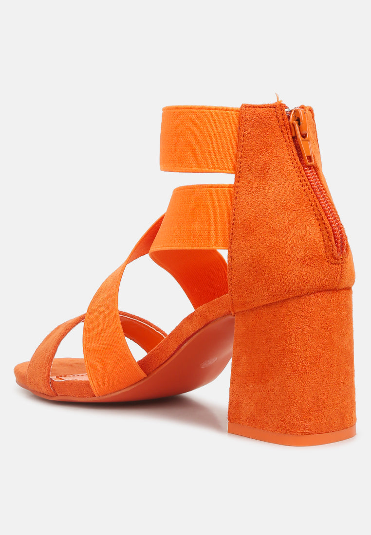Berries Elastic Strappy Block Heel Sandals