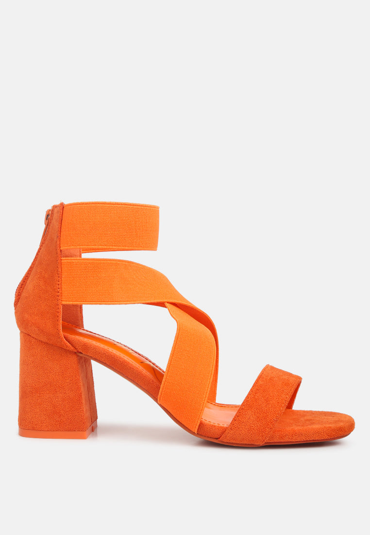 Berries Elastic Strappy Block Heel Sandals