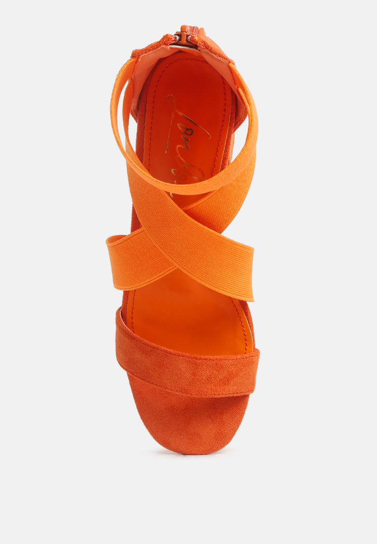 Berries Elastic Strappy Block Heel Sandals