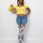Lace Bell Bottom Jean in Medium Wash