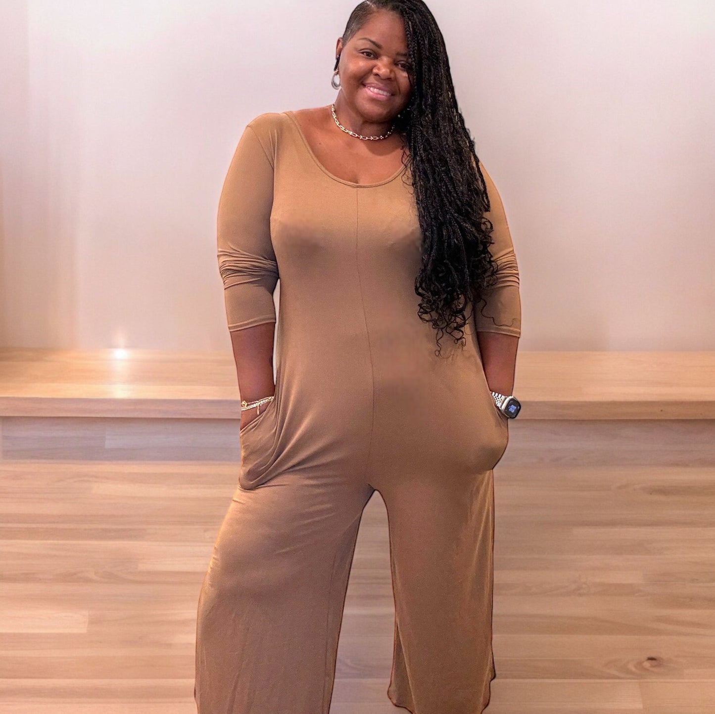 Low Shoulder Wideleg Jumpsuit