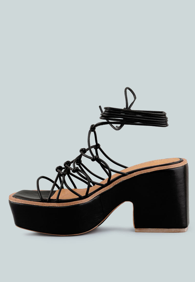 Fawcett Tie Up Handmade Block Heeled Sandals