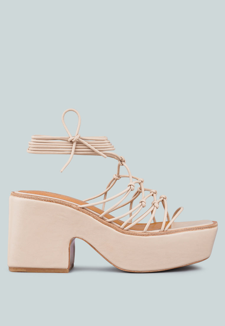 Fawcett Tie Up Handmade Block Heeled Sandals