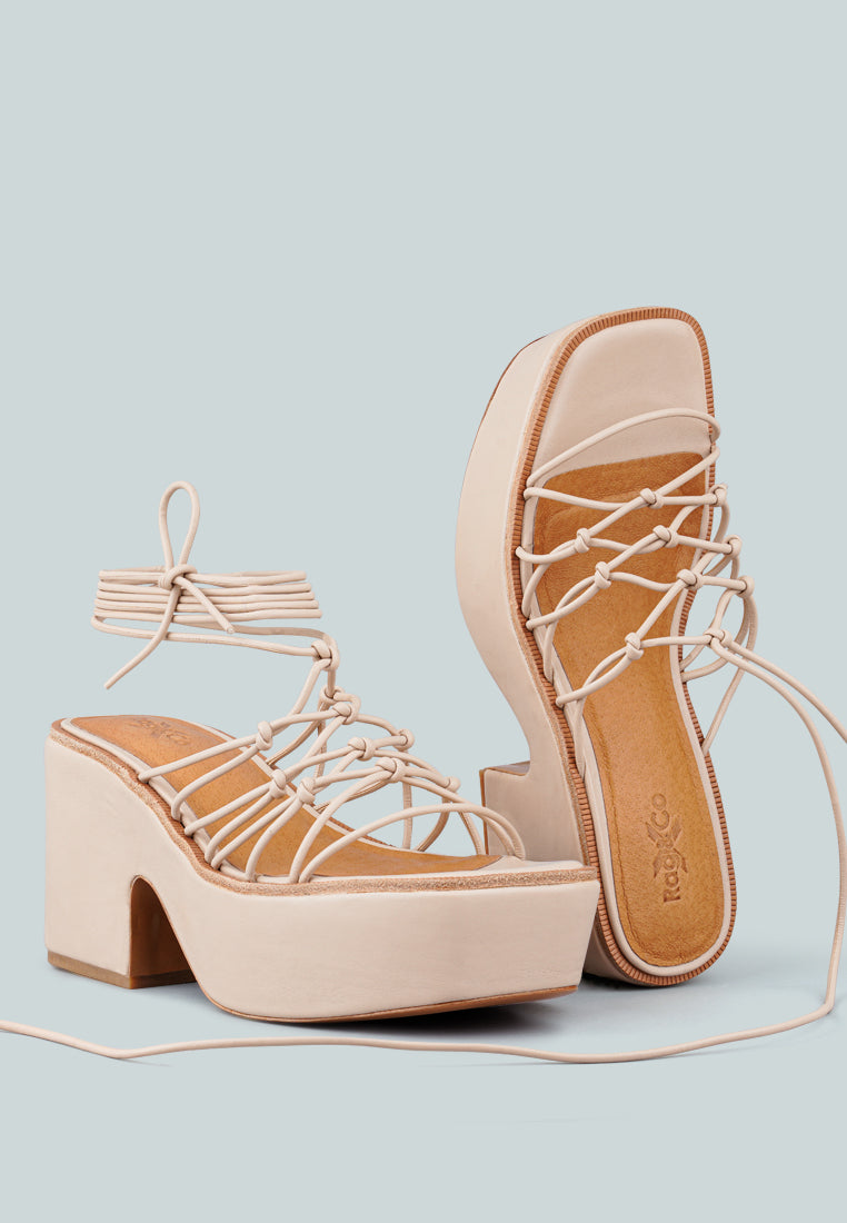 Fawcett Tie Up Handmade Block Heeled Sandals