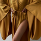 Elissa Split Side Golden Kimono Robe