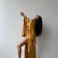 Elissa Split Side Golden Kimono Robe