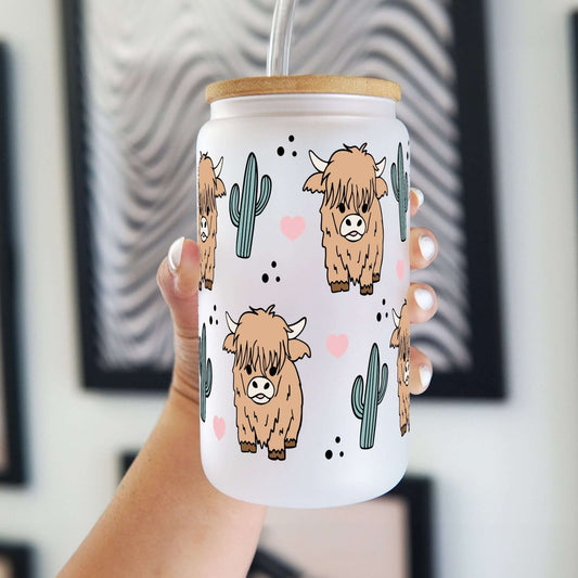 Fluffy Highland Cows Cup With Lid and Straw