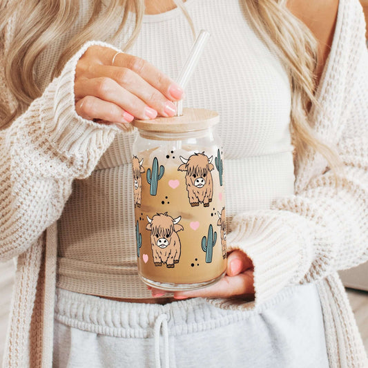 Fluffy Highland Cows Cup With Lid and Straw