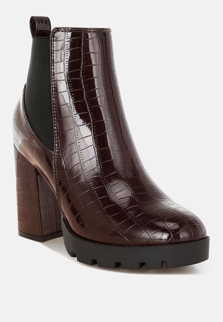 Foxy Faux Leather Croc Chelsea Boots