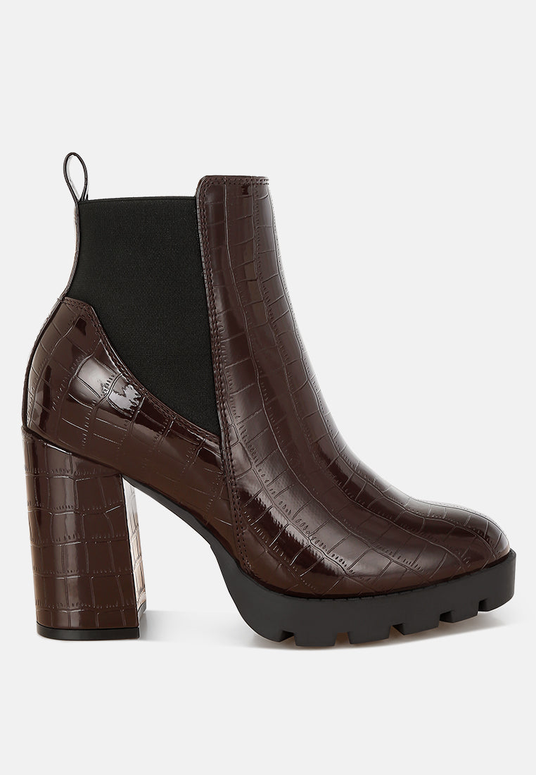 Foxy Faux Leather Croc Chelsea Boots