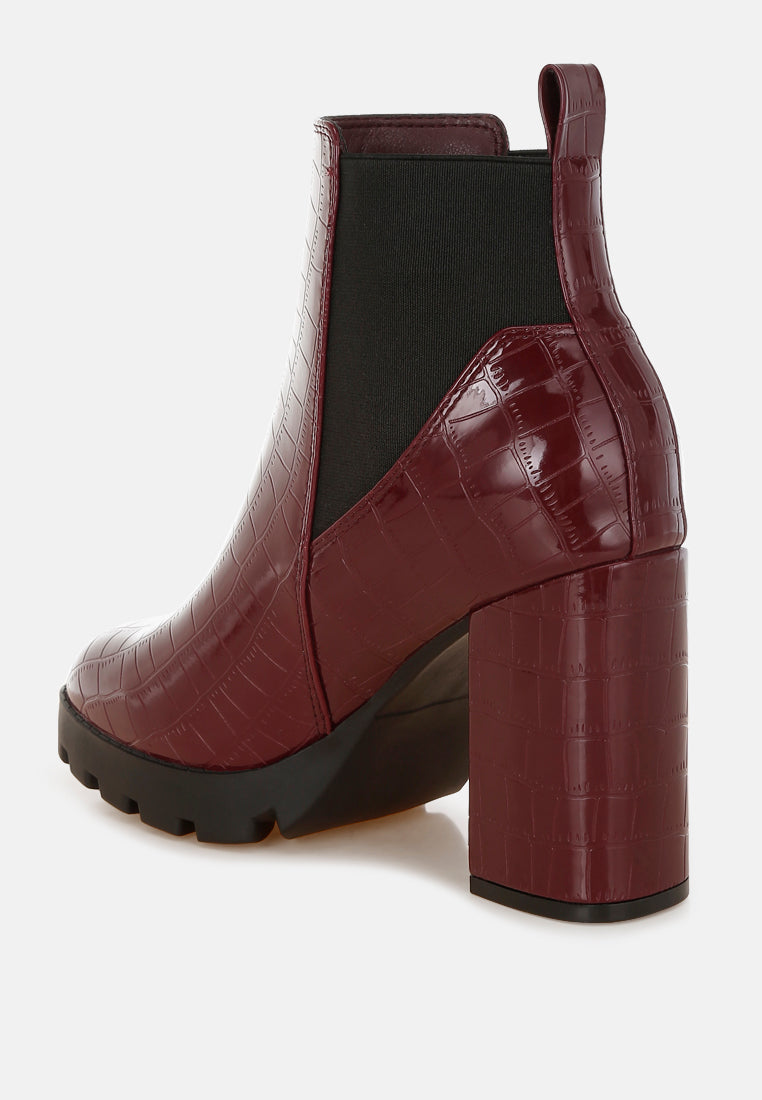 Foxy Faux Leather Croc Chelsea Boots