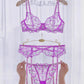 Purple Embroidery Lingerie Set