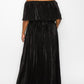 Black Pleated Off The Shoulder Maxi Dress