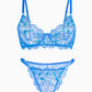 Blue Floral Embroidery Lingerie Set