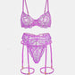 Purple Embroidery Lingerie Set