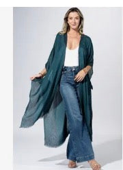 Deep Teal Flow Kimono