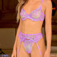 Purple Embroidery Lingerie Set