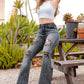 Storm Bell Bottom Jean in Charcoal Grey