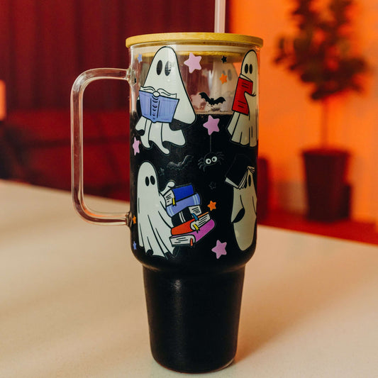 Ghosts and Books Tumbler With Lid and Straw
