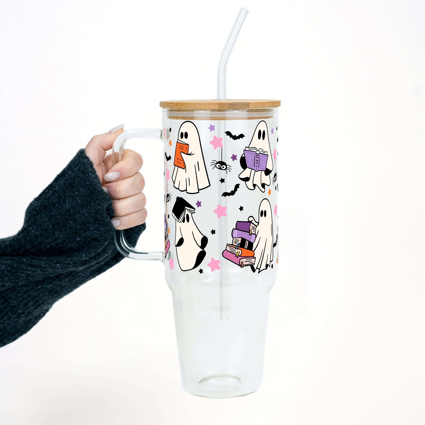 Ghosts and Books Tumbler With Lid and Straw