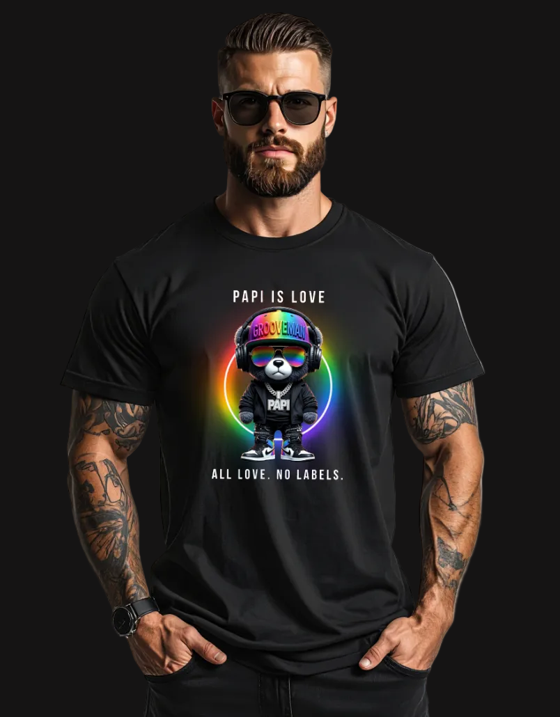 “PAPI IS LOVE” – Black Collection Pride Edition Tee