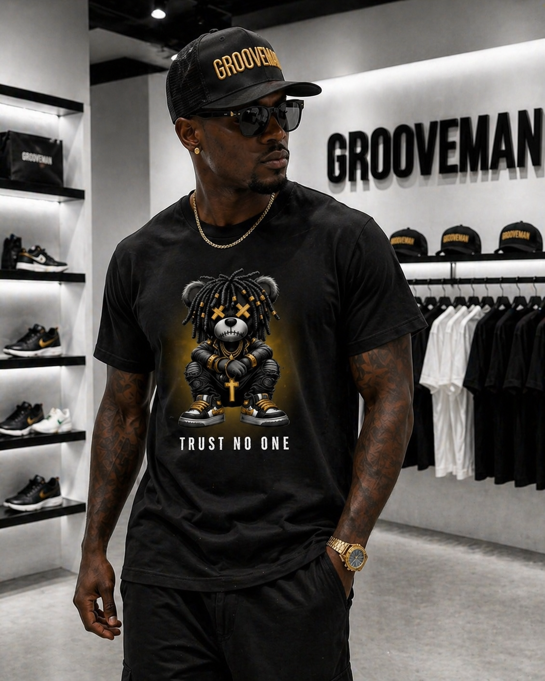 “Trust No One” Black Collection T-Shirt – Luxury Streetwear Graphic Tee (Runs Big)