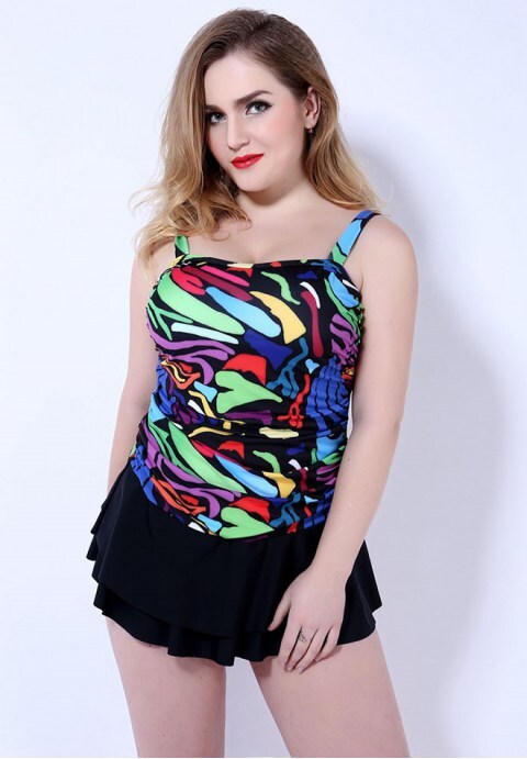 One Piece Colorful Swimsuit Dress