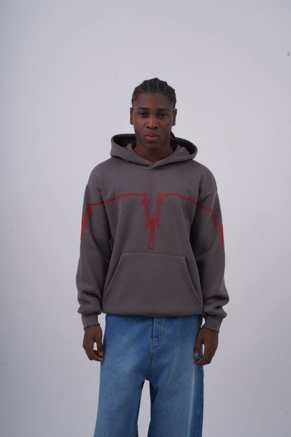 "Heartbeat" Embroidered Graphic Hoodie