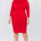 Red Mock Neck Form Fitted Dress