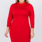 Red Mock Neck Form Fitted Dress