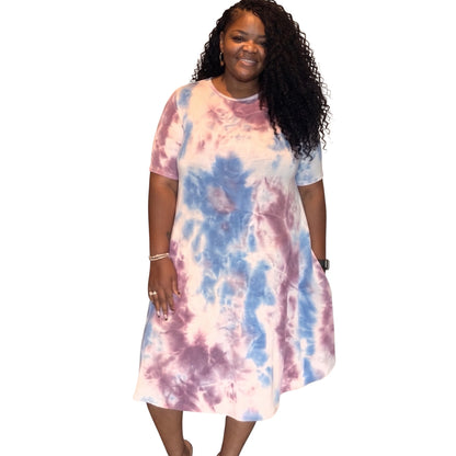 Purple Tie Dye Midi Dress