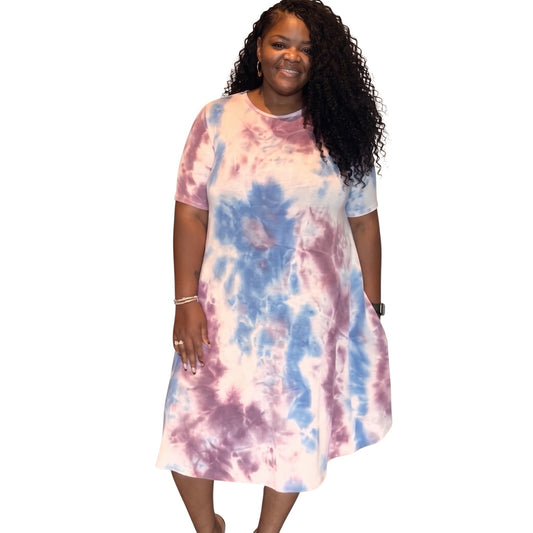 Purple Tie Dye Midi Dress