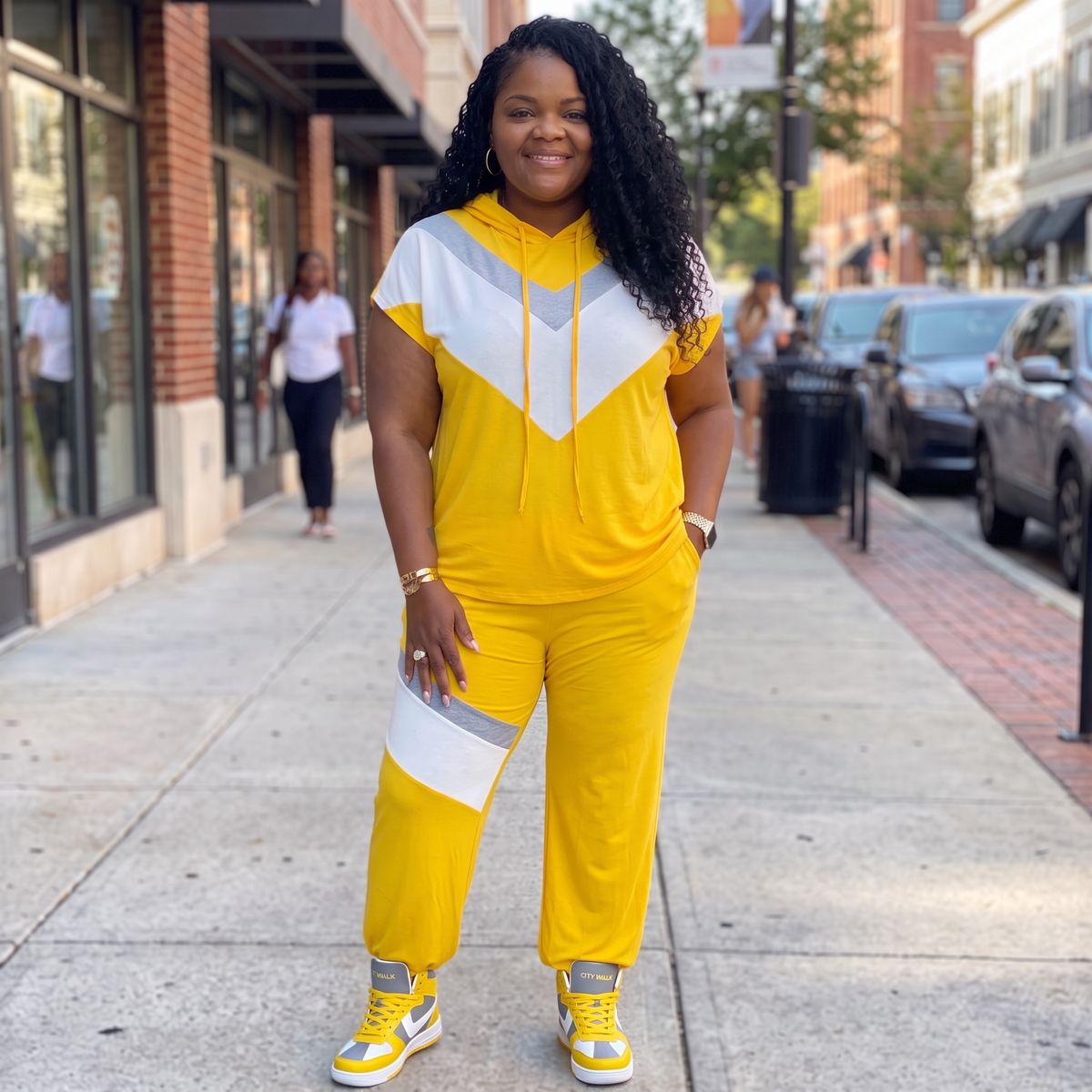 Color Block Sweat Pants Set