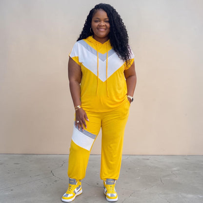 Color Block Sweat Pants Set
