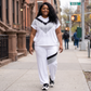 Color Block Sweat Pants Set