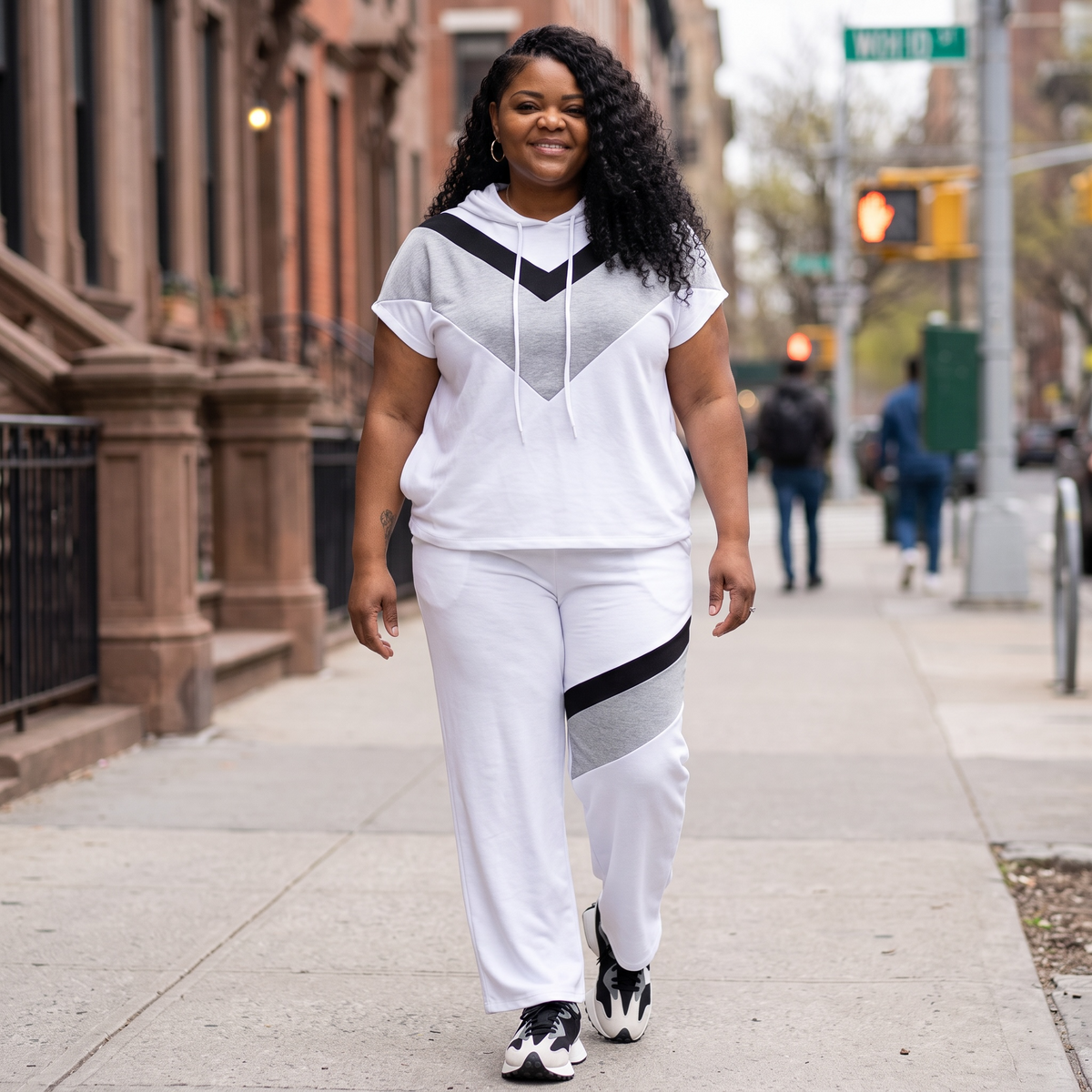 Color Block Sweat Pants Set
