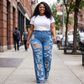 Distressed Flare Denim Pants