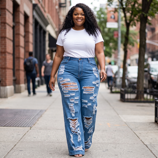 Distressed Flare Denim Pants