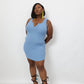 Ribbed Split Neck Tank Mini Dress