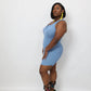 Ribbed Split Neck Tank Mini Dress