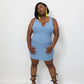 Ribbed Split Neck Tank Mini Dress