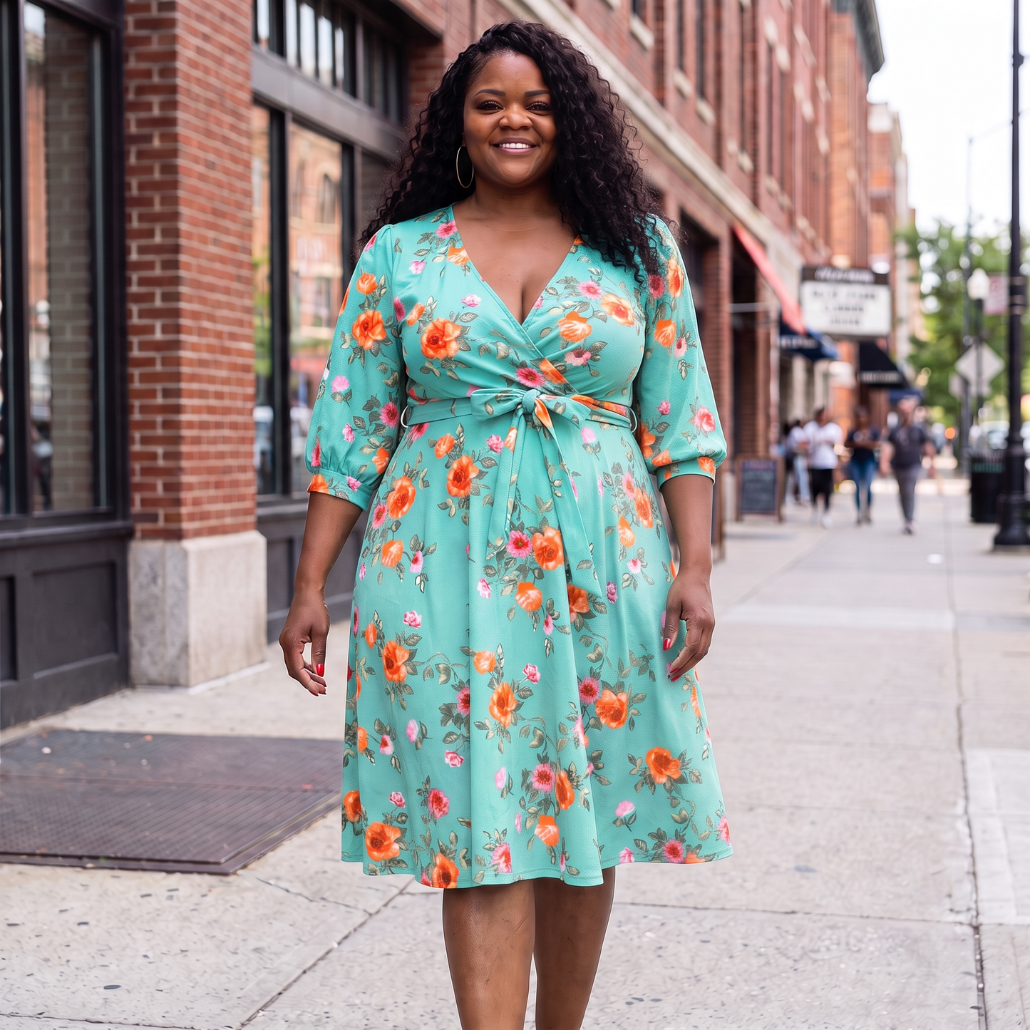 Floral A Line Flare Dress With Belt