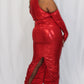Metallic Ruched Dress With Sleeves
