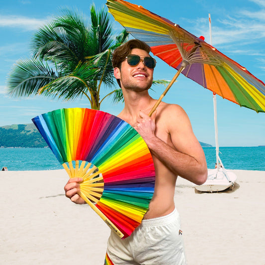 Rainbow Folding Fan