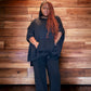 Black Oversized Poncho Hoodie Set