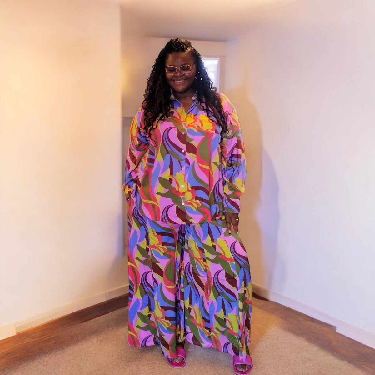 Abstract Print Wide leg Set