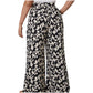 Black and White Wide Leg Belt Pant