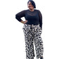 Black and White Wide Leg Belt Pant