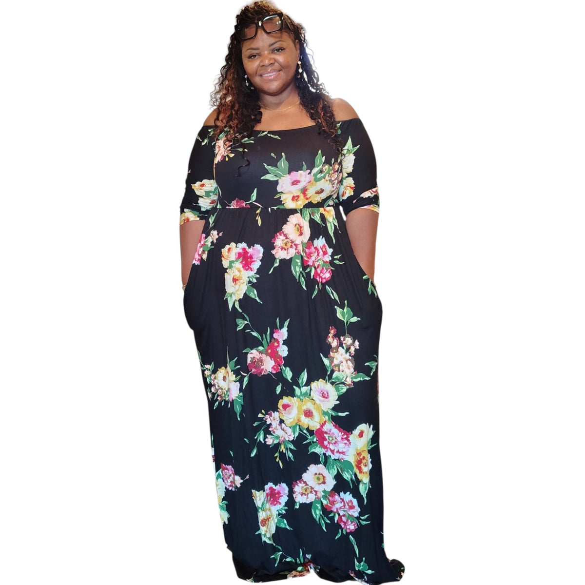 Off Shoulder Floral Maxi Dress