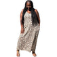 Leopard Print Adjustable Strap Maxi Dress